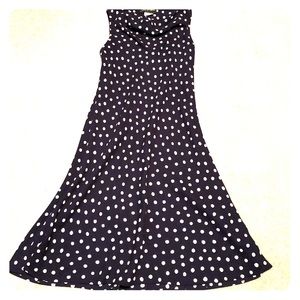 Navy blue white polkadot sleeveless dress size 10